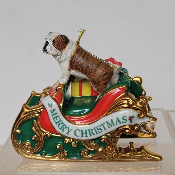 The Danbury Mint 2006 and 2008  English Bulldog Annual Christmas Ornaments Set 2 - Picture 8 of 16